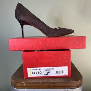 DONALD PLINER Chocolate Brown Suede 3” Heel, 11 Medium, Treva2-KS